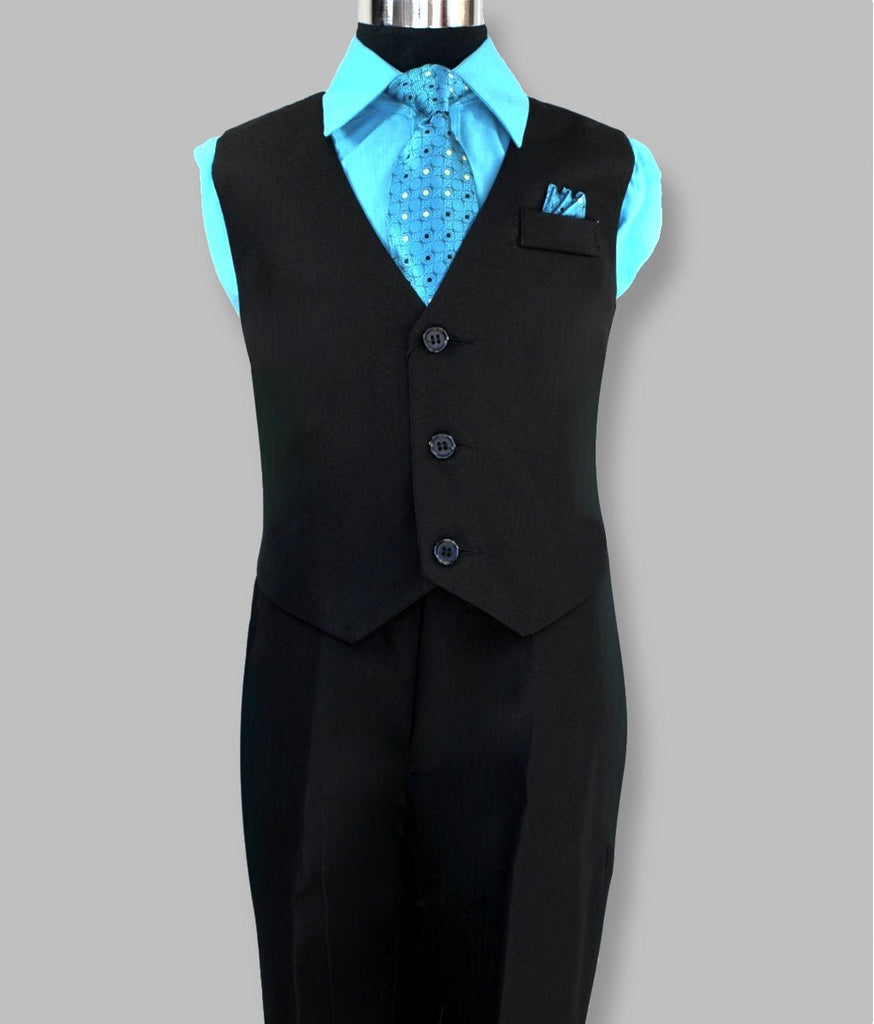 Boys vest suit set blue turquoise 4 piece