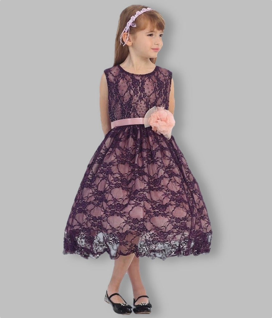 Girls lace party dress on model