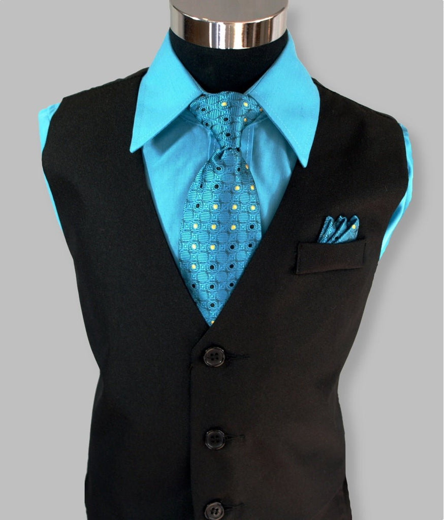 Boys vest suit set blue turquoise 4 piece