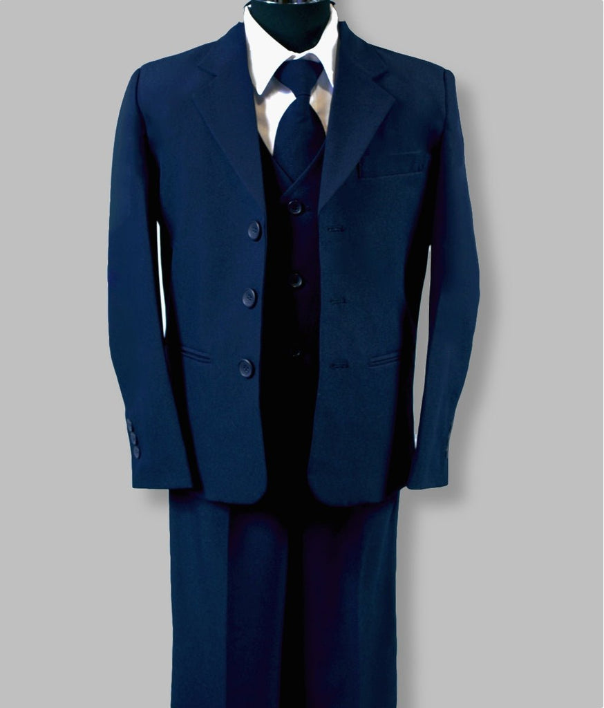 Boys premium navy blue suit 5 piece set