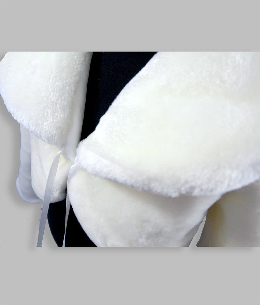 Girls ivory white fur bolero jacket, formal